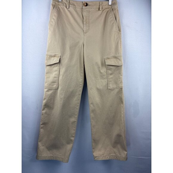 Loft Womens Cargo Pants Size 4 Beige Casual Cotton Spandex Blend Machine Washabl - Picture 2 of 6